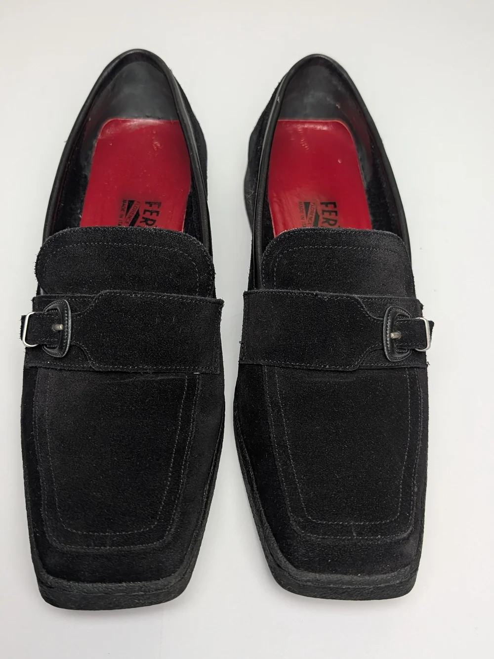 Salvatore Ferragamo Black Suede Women's's Slip-On Square Toe Loafers Size 8.5